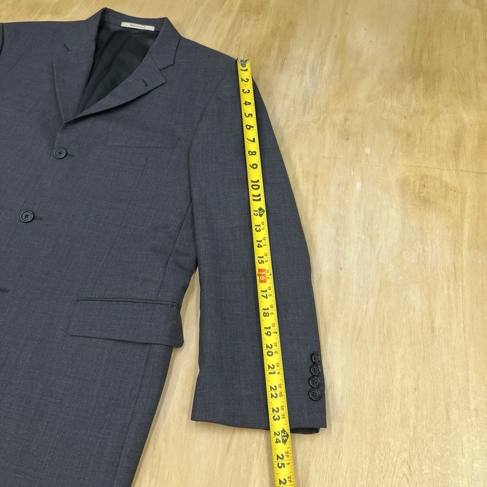 Burberry London Blazer Jacket Sport Coat Mens 42R Wool Charcoal Gray USA